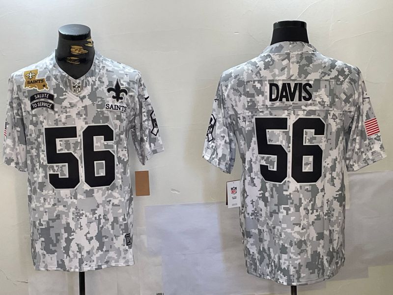 Men New Orleans Saints #56 Davis Nike Arctic Camo 2024 Salute to Service Limited NFL Jersey style 2->new orleans saints->NFL Jersey